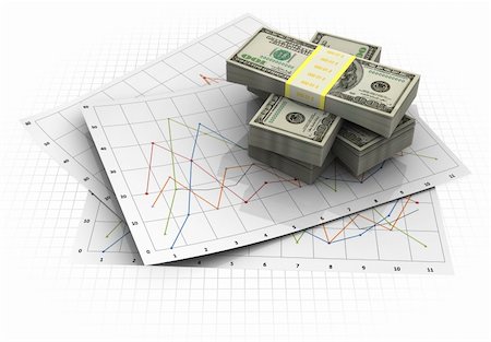 simsearch:400-04202662,k - 3d illustration of business diagrams and money stack over white background Photographie de stock - Aubaine LD & Abonnement, Code: 400-04202663