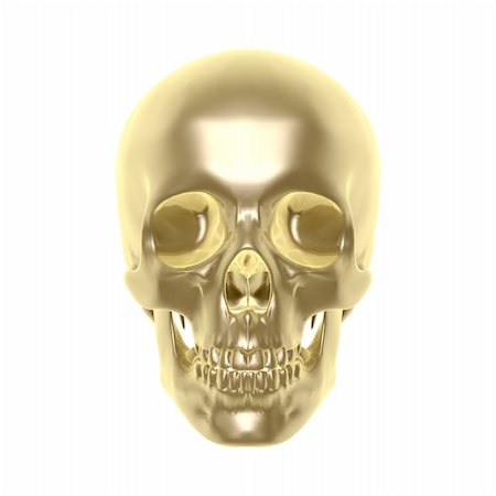 pirate dead - shiny golden skull isolated on white background Stock Photo - Budget Royalty-Free & Subscription, Code: 400-04202779