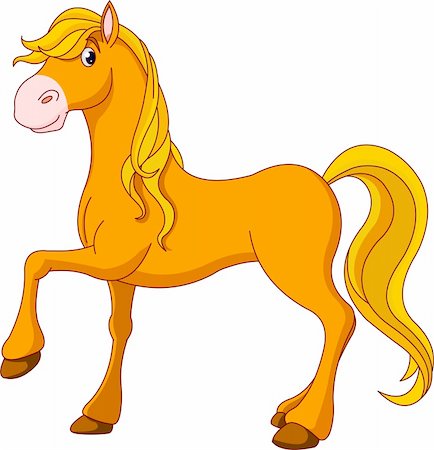 simsearch:400-04355915,k - Illustration of cartoon beautiful golden horse Fotografie stock - Microstock e Abbonamento, Codice: 400-04202859