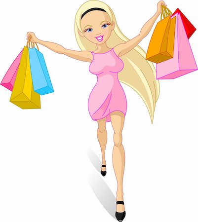 simsearch:400-04432976,k - Illustration of happy Shopping girl Stockbilder - Microstock & Abonnement, Bildnummer: 400-04202867