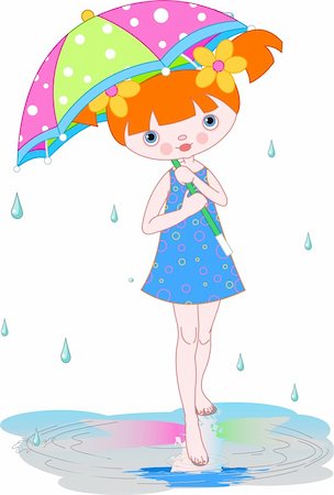 Girl under summer rain carrying  umbrella Stock Photo - Budget Royalty-Free & Subscription, Code: 400-04202863