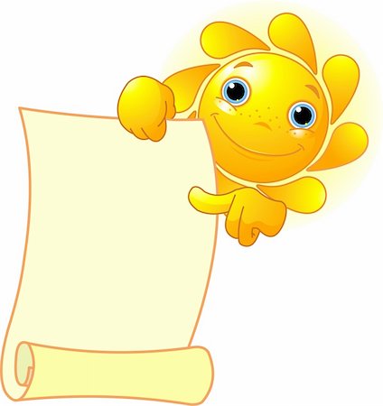 simsearch:400-04112163,k - Cute summer Sun shows a scroll Stock Photo - Budget Royalty-Free & Subscription, Code: 400-04202870