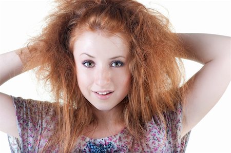 simsearch:400-04622088,k - Portrait of red-haired smiling girl. Isolated over white . Stock Photo - Budget Royalty-Free & Subscription, Code: 400-04203104