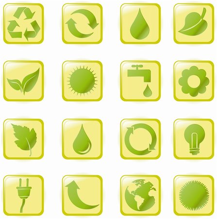 planet icon sets - Vector illustration green environmental bubbles on white Stock Photo - Budget Royalty-Free & Subscription, Code: 400-04203287