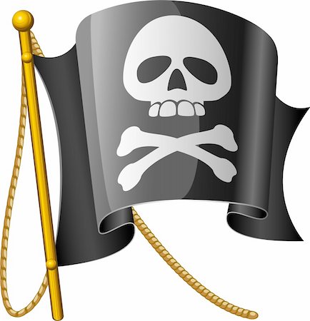 simsearch:400-05358582,k - Jolly Roger. Vector illustration over white. EPS 8, AI, JPEG Stock Photo - Budget Royalty-Free & Subscription, Code: 400-04214028