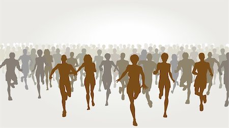 Editable vector illustration of a large group of people running Stock Photo - Budget Royalty-Free & Subscription, Code: 400-04214160