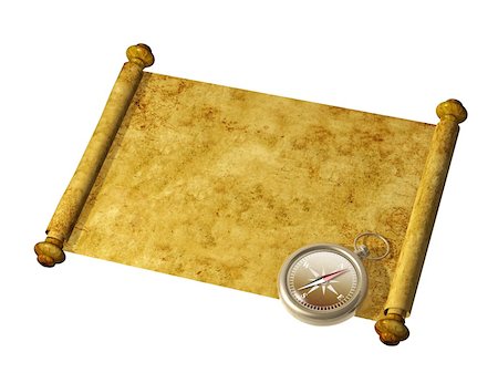 simsearch:400-04092861,k - Compass and antique scroll - isolated over white Fotografie stock - Microstock e Abbonamento, Codice: 400-04214354