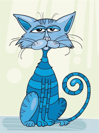 Illustration of sitting blue cat Stock Photo - Budget Royalty-Free & Subscription, Code: 400-04214431