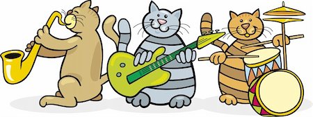 Illustration of band of cats playing music Stock Photo - Budget Royalty-Free & Subscription, Code: 400-04214432