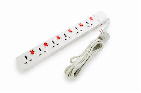 simsearch:400-05317787,k - Extension cord isolated on the white background Stock Photo - Budget Royalty-Free & Subscription, Code: 400-04214514