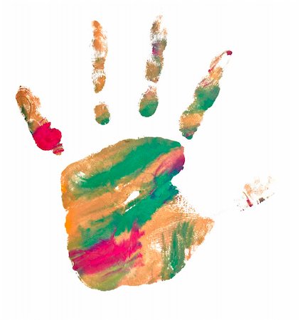 simsearch:400-03986982,k - close up of colored hand print on white background Photographie de stock - Aubaine LD & Abonnement, Code: 400-04214532