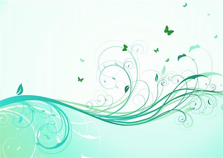 Vector illustration of abstract turquoise floral Background Stock Photo - Budget Royalty-Free & Subscription, Code: 400-04214584