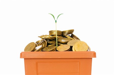 simsearch:400-04092608,k - Green seedling growing from the pile of coins Stock Photo - Budget Royalty-Free & Subscription, Code: 400-04214678