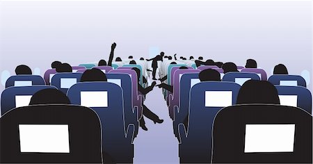 simsearch:400-06557073,k - Editable vector illustration of passengers in an airplane Stock Photo - Budget Royalty-Free & Subscription, Code: 400-04214738