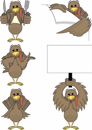 simsearch:400-04214796,k - This holiday turkey comes in 5 different poses! Separated into layers for easy editing. Stockbilder - Microstock & Abonnement, Bildnummer: 400-04214797
