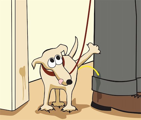 relief toilet - Editable vector cartoon of a small dog urinating on its owner's leg Stock Photo - Budget Royalty-Free & Subscription, Code: 400-04214809