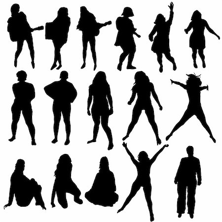 simsearch:400-05192783,k - Women silhouette set for design use. Vector illustration. Fotografie stock - Microstock e Abbonamento, Codice: 400-04214800