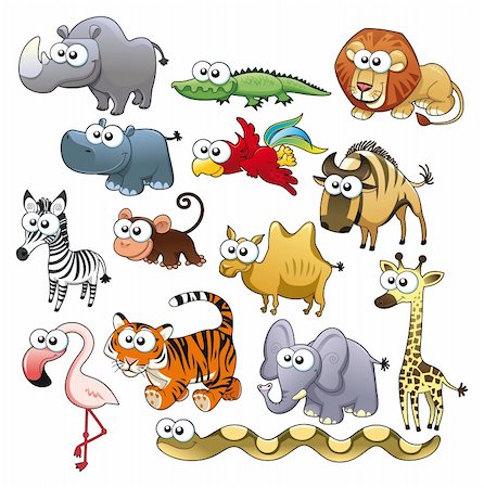 Savannah animal family. Funny cartoon and vector characters. Foto de stock - Super Valor sin royalties y Suscripción, Código: 400-04214824