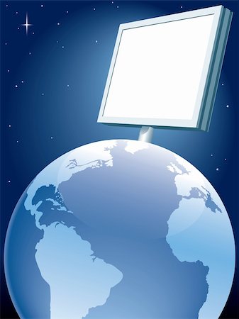 earth space poster background design - Large billboard is standing on earth globe. The base map is from Central Intelligence Agency Web site. Stock Photo - Budget Royalty-Free & Subscription, Code: 400-04214906