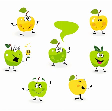 simsearch:400-08114943,k - Set of Apple fruit with funny faces. Vector Illustration Stock Photo - Budget Royalty-Free & Subscription, Code: 400-04215157