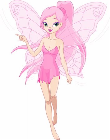 simsearch:400-06561879,k - Illustration of a cute pink  fairy pointing (showing, presenting) Stock Photo - Budget Royalty-Free & Subscription, Code: 400-04215223