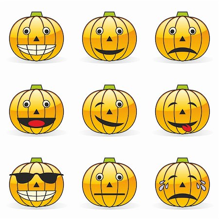 fully editable vector illustration of pumpkin emoticons Stock Photo - Budget Royalty-Free & Subscription, Code: 400-04215383