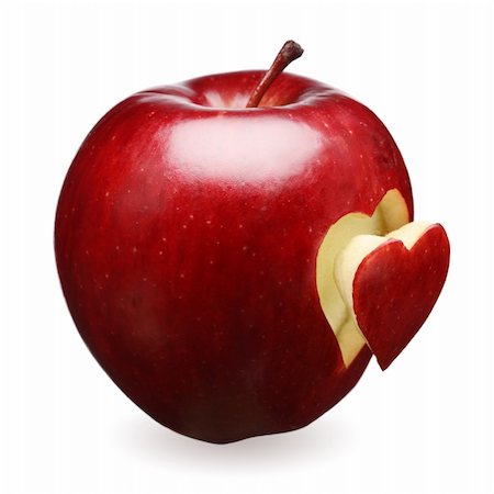 Red apple with a heart symbol against white background Stock Photo - Budget Royalty-Free & Subscription, Code: 400-04215520