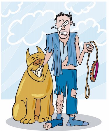 dog fear surprise - Vector illustration of bad dog and his battered owner Stock Photo - Budget Royalty-Free & Subscription, Code: 400-04215626