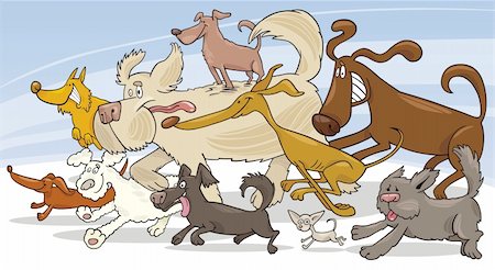 simsearch:400-04330222,k - Illustration of group of running dogs Stock Photo - Budget Royalty-Free & Subscription, Code: 400-04215637