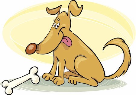 Cartoon illustration of dog with bone Stock Photo - Budget Royalty-Free & Subscription, Code: 400-04215757