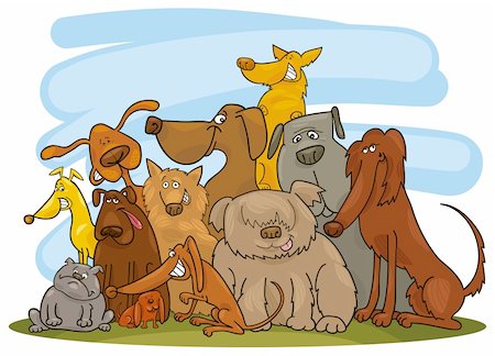 simsearch:400-06356130,k - Cartoon illustration of group of funny dogs Stockbilder - Microstock & Abonnement, Bildnummer: 400-04215762