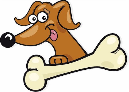 Cartoon illustration of dog with bone Stock Photo - Budget Royalty-Free & Subscription, Code: 400-04215781