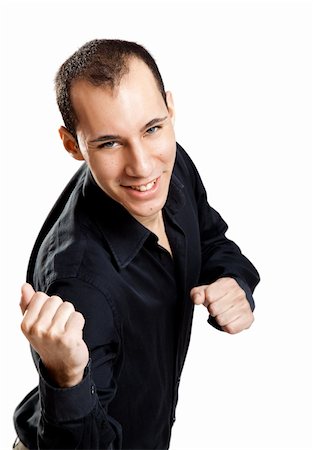 simsearch:400-04343310,k - Portrait of a young and happy businessman, isolated on white background Photographie de stock - Aubaine LD & Abonnement, Code: 400-04215843