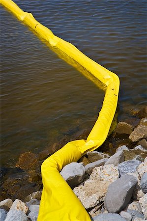 people cleaning sea - Yellow oil boom protects a small and quiet bay along the Gulf Coast. Stock Photo - Budget Royalty-Free & Subscription, Code: 400-04216070