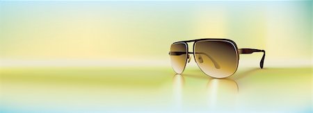 Retro sunglasses rendered using gradient meshes and regular gradients. Cool diffused light ambiance with inviting greens and blue shades. Foto de stock - Royalty-Free Super Valor e Assinatura, Número: 400-04216072