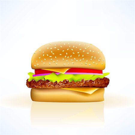 vector cheeseburger on soft background with all the trimmings Stock Photo - Budget Royalty-Free & Subscription, Code: 400-04216103