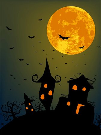 Halloween night with full moon. EPS 8 vector file included Stock Photo - Budget Royalty-Free & Subscription, Code: 400-04216201