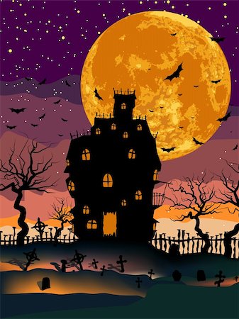 simsearch:400-06084547,k - Halloween night portrait poster. EPS 8 vector file included Stock Photo - Budget Royalty-Free & Subscription, Code: 400-04216215