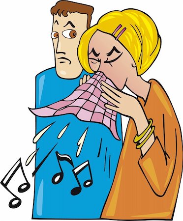 Cartoon illustration of woman with cold and disgusted man Stock Photo - Budget Royalty-Free & Subscription, Code: 400-04216245