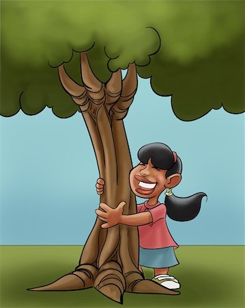 a young girl huging a young tree Stock Photo - Budget Royalty-Free & Subscription, Code: 400-04216432