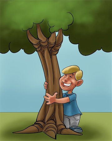 a young boy hugging a young tree Stock Photo - Budget Royalty-Free & Subscription, Code: 400-04216433