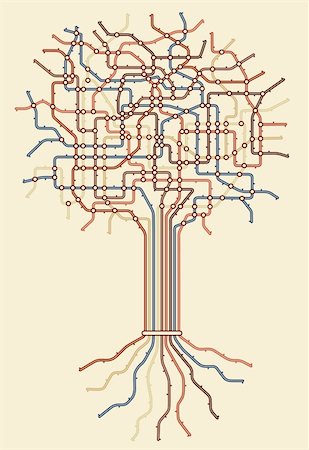 Editable vector subway map in shape of a tree Stock Photo - Budget Royalty-Free & Subscription, Code: 400-04216525