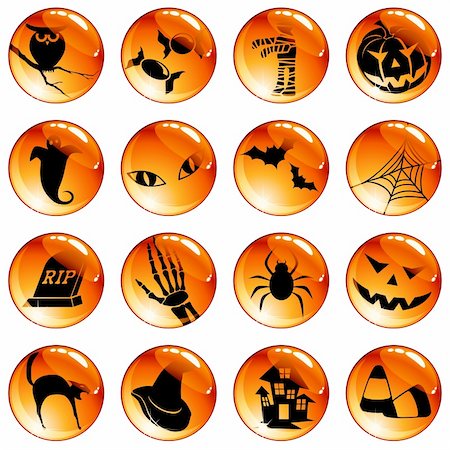 simsearch:400-04141076,k - Collection of high-gloss icons with a halloween theme. Graphics are grouped and in several layers for easy editing. The file can be scaled to any size. Stockbilder - Microstock & Abonnement, Bildnummer: 400-04216548