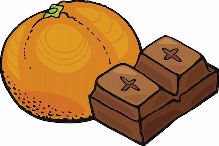 simsearch:400-04216683,k - Illustration of orange fruit and chocolate block Stockbilder - Microstock & Abonnement, Bildnummer: 400-04216682