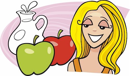 simsearch:400-04216674,k - Illustration of girl with apples and milk Foto de stock - Super Valor sin royalties y Suscripción, Código: 400-04216691