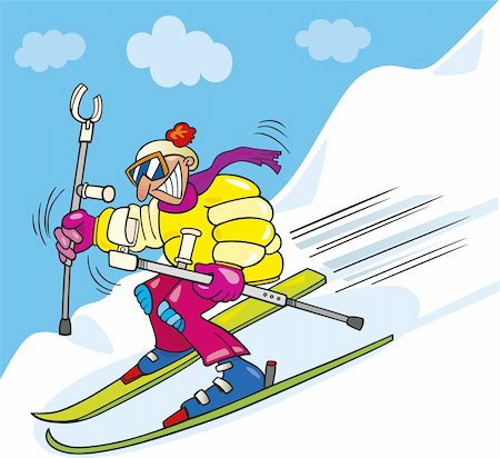 extreme sport clipart - illustration of crazy man on ski Stock Photo - Budget Royalty-Free & Subscription, Code: 400-04216727