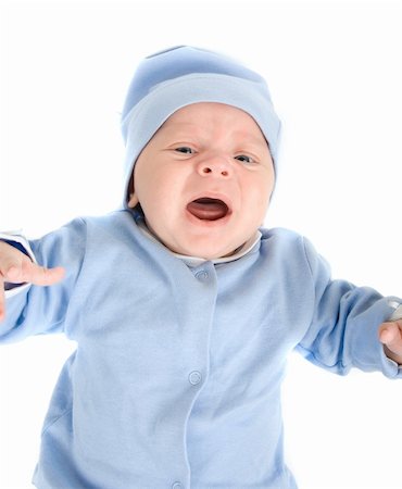 simsearch:400-07211187,k - crying baby boy at blue on a white background Photographie de stock - Aubaine LD & Abonnement, Code: 400-04216889