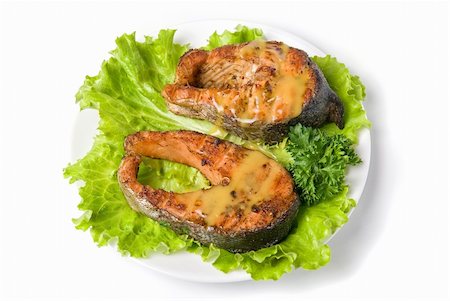 simsearch:400-07044537,k - Tasty hunchback salmon fish dish isolated on a white background Foto de stock - Super Valor sin royalties y Suscripción, Código: 400-04216881
