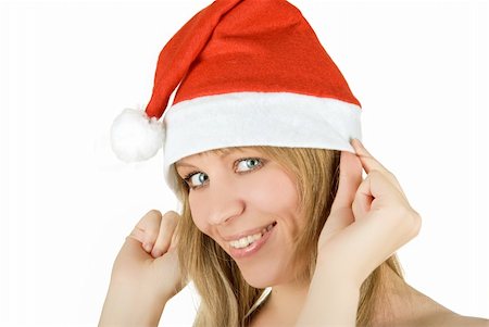 simsearch:400-06207389,k - Happy santa girl isolated on white background Photographie de stock - Aubaine LD & Abonnement, Code: 400-04216950