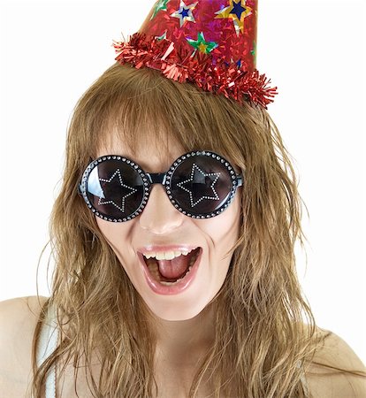 simsearch:400-06207389,k - Happy crazy festive woman isolated on white background Photographie de stock - Aubaine LD & Abonnement, Code: 400-04216966